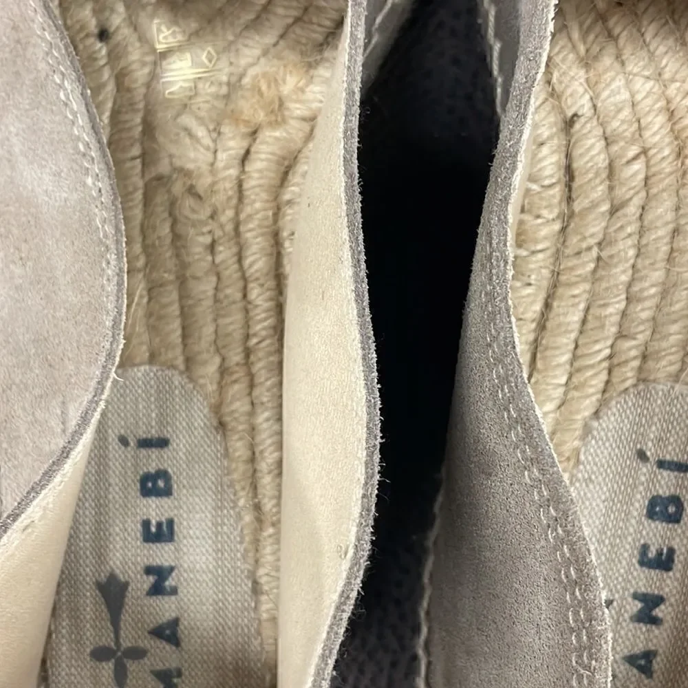 Manebi Suede Hamptons Flat Espadrilles in Gray Size 45 NWOB
